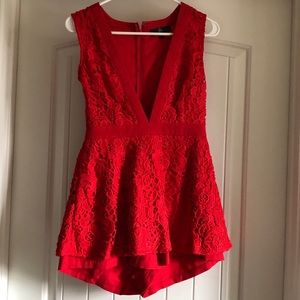 Missguided Romper - Skirt/Romper - Red Lace